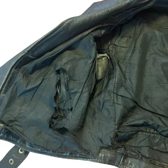 Leather Jacket Biker Motorcycle Men'sSMALL/MEDBlack90's